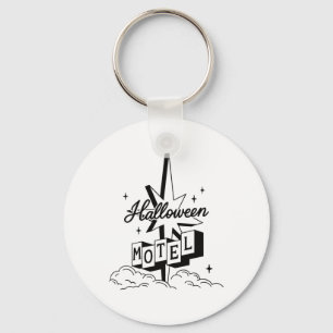 Retro Halloween Motel Shirt Creepy Vintage Haunted Key Ring