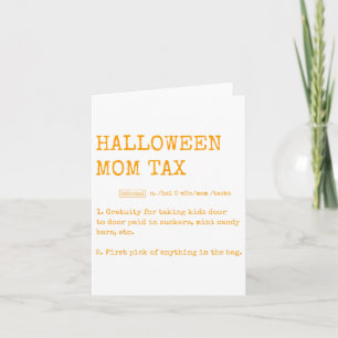 Retro Halloween Mum Tax Definition Trick Or Treat Card