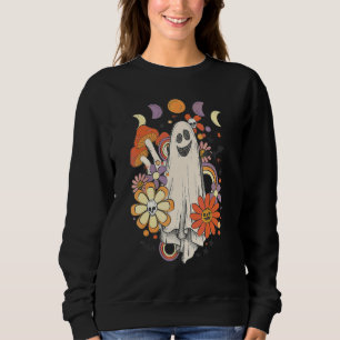 Retro Halloween Party Groovy Cute Spooky Ghost Flo Sweatshirt