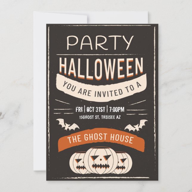 Retro Halloween Party Invitation (Front)