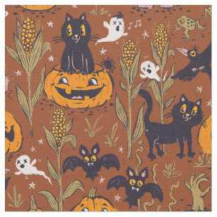 Retro Halloween pattern in vintage style. Fabric