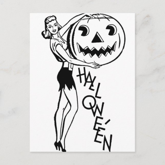 Retro Halloween Pinup Postcard (Front)