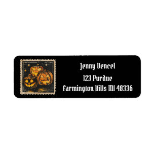 Retro Halloween Post stamp Spooky Season Return Address Label