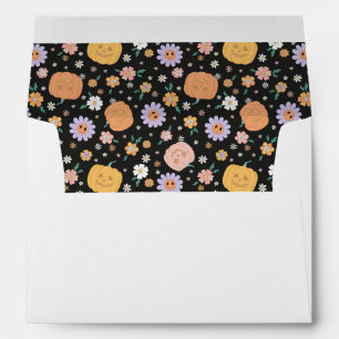 Retro Halloween Pumpkins and Flowers Pattern Envelope