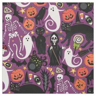 retro halloween purple fabric