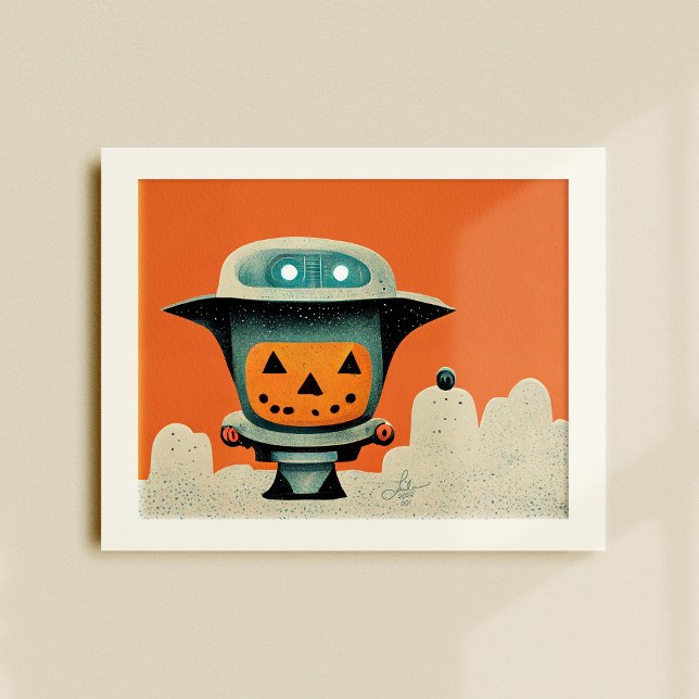 Retro Halloween Robot 001 • Cute Kids Art Poster (Creator Uploaded)