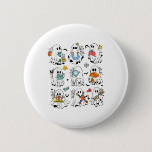Retro Halloween Science Teacher Ghost Laboratory T 6 Cm Round Badge