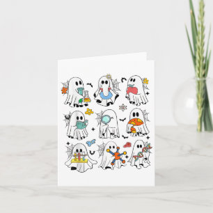 Retro Halloween Science Teacher Ghost Laboratory T Card