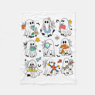 Retro Halloween Science Teacher Ghost Laboratory T Fleece Blanket
