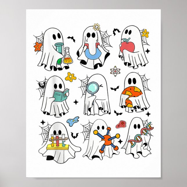 Retro Halloween Science Teacher Ghost Laboratory T Poster (Front)