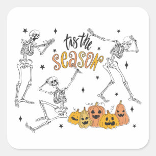 Retro Halloween Shirt, Funny Halloween Skull Square Sticker