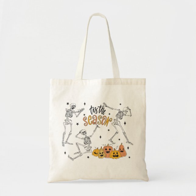 Retro Halloween Shirt, Funny Halloween Skull Tote Bag (Front)