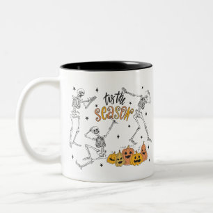 Retro Halloween Shirt, Funny Halloween Skull Two-Tone Coffee Mug