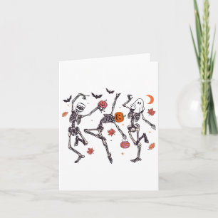 Retro Halloween Skeleton Dancing Pumpkin Gift Men Card