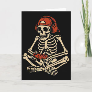 Retro Halloween Skeleton Gamer Video Gaming Boys M Card