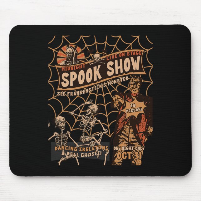 Retro Halloween Skeleton Horror Monster Midnight S Mouse Pad (Front)