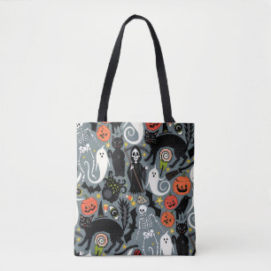 retro halloween slate tote bag