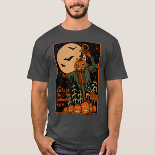 Retro Halloween Spooky Ghost Pumpkin Moon Night  T-Shirt