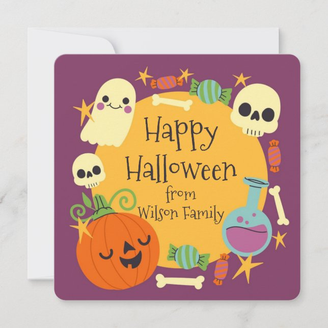 Retro Halloween Spooky  Holiday Card (Front)