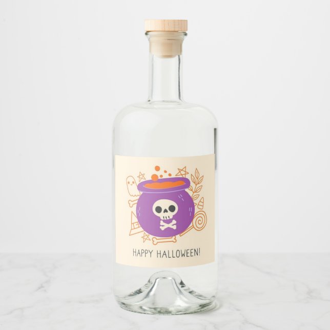 Retro Halloween Spooky potion elixir Liquor Bottle Label (Front)