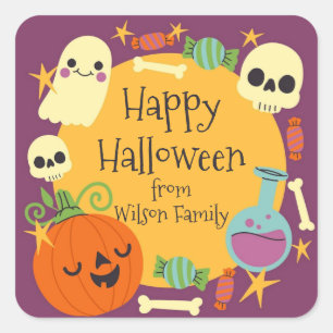 Retro Halloween Spooky  Square Sticker