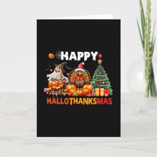 Retro Halloween Thanksgiving Christmas Happy Hallo Card
