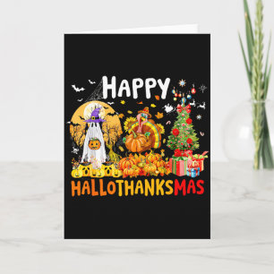 Retro Halloween Thanksgiving Christmas Happy Hallo Card