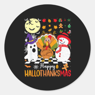 Retro Halloween Thanksgiving Christmas Happy Hallo Classic Round Sticker