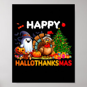 Retro Halloween Thanksgiving Christmas Happy Hallo Poster
