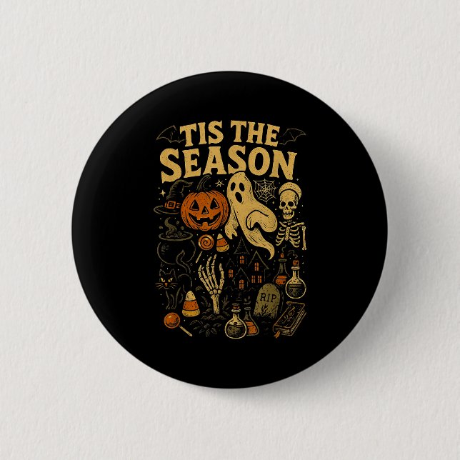 Retro Halloween Tis' The Season  6 Cm Round Badge (Front)