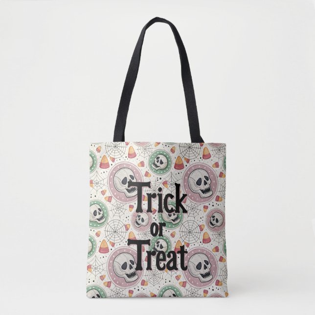 Retro Halloween Trick or Treat Candy Tote Bag (Front)