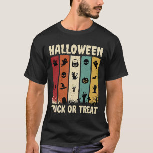 Retro Halloween Trick or Treat Spooky Icons T-Shirt