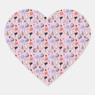 Retro Halloween Vintage Themed Doodles Heart Sticker