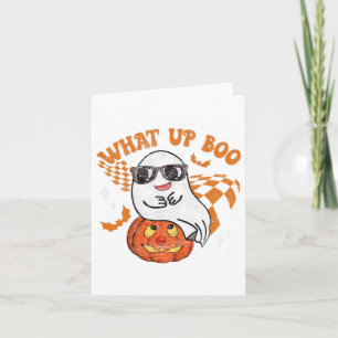 Retro Halloween What Up Boo Vintage Ghost Fall Sea Card