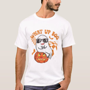Retro Halloween What Up Boo Vintage Ghost Fall Sea T-Shirt