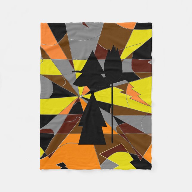 Retro Halloween Witch Abstract Fleece Blanket (Front)