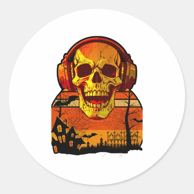 Retro Hallowen Skull Sticker (Front)