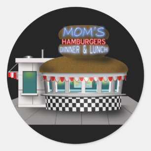 Retro Hamburger Stand Classic Round Sticker