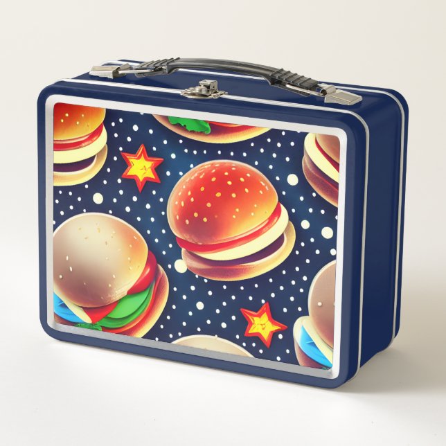 Retro Hamburgers Metal Lunch Box (Front)