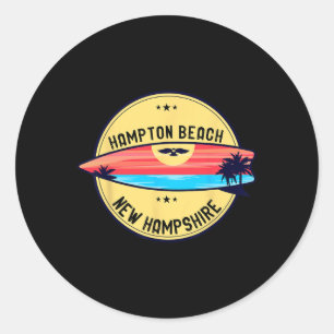 Retro Hampton Beach New Hampshire Beach Surfing Me Classic Round Sticker
