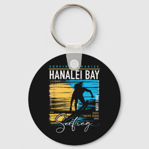 Retro Hanalei Y Kauai North Shore Surfing Surf Haw Key Ring