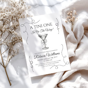 Retro Hand Drawn A Tini One Martini Baby Shower Invitation