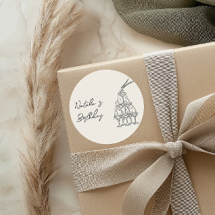 Retro Hand Drawn Champagne Tower Birthday Party Classic Round Sticker