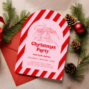 Retro Hand Drawn Christmas Party Invitation
