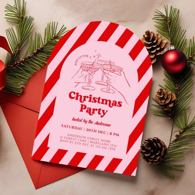 Retro Hand Drawn Christmas Party Invitation (Creator Uploaded)
