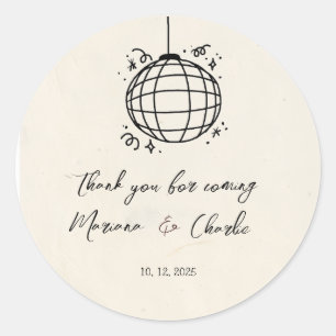 Retro Hand Drawn Disco Ball Illustration Classic Round Sticker