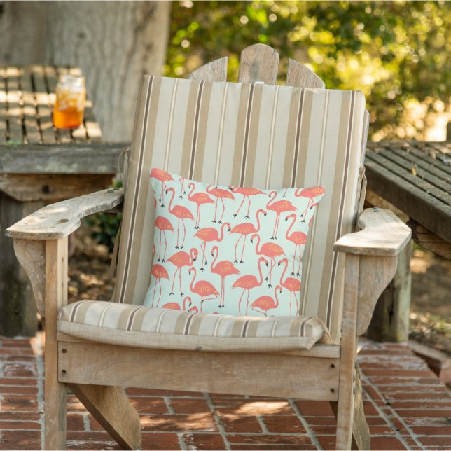 Retro Hand-Drawn Flamingo | Tropical Pattern Coral Cushion (Chair)