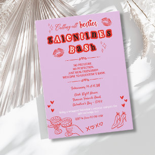 Retro Hand Drawn Galentine's Valentine's Day Invitation