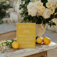Retro Hand-Drawn Gelato Bar Wedding Tabletop Sign