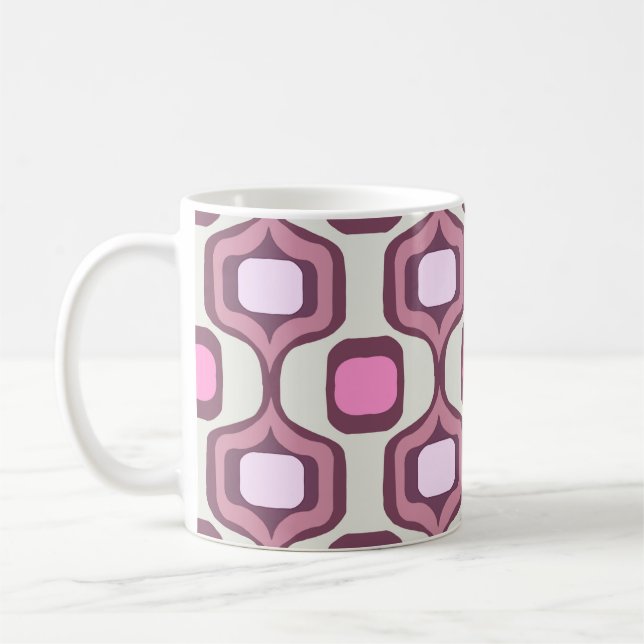 Retro Hand Drawn Geometric Square Pattern Minimal  Coffee Mug (Left)
